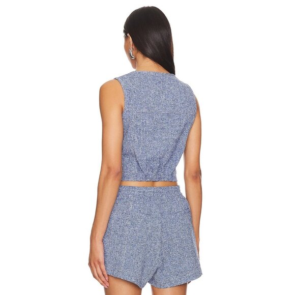 Central Park West Sammie Top in Blue Tweed - Picture 3 of 4